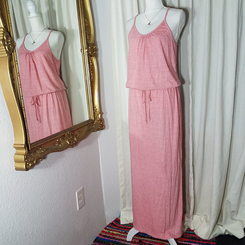 C&C California Pink Slubbed Jersey Maxi Dress